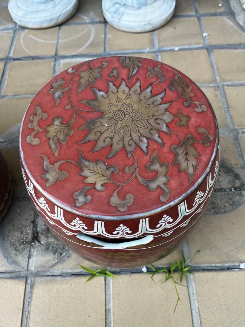 超希少 有田焼 高峰作 陶器製 庭椅子 アンティーク - メルカリ