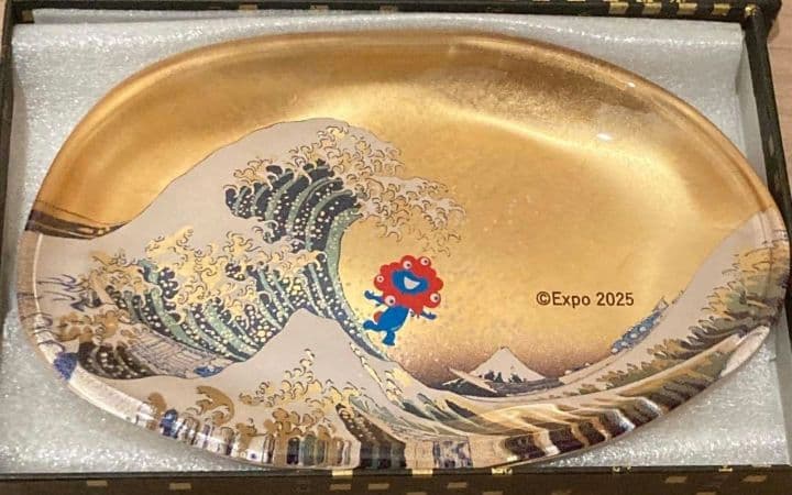 大阪関西万博 ミャクミャク 箔一 箔名画 ガラストレー 大阪万博 ガラストレー 箔一 ミャクミャク 金箔 箔名画 神奈川沖浪裏
