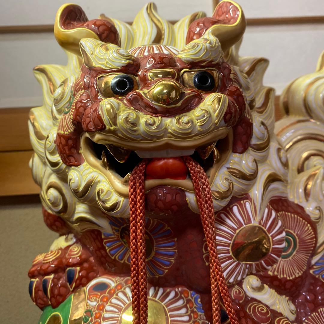 九谷焼 大吉作 唐獅子置物 - メルカリ