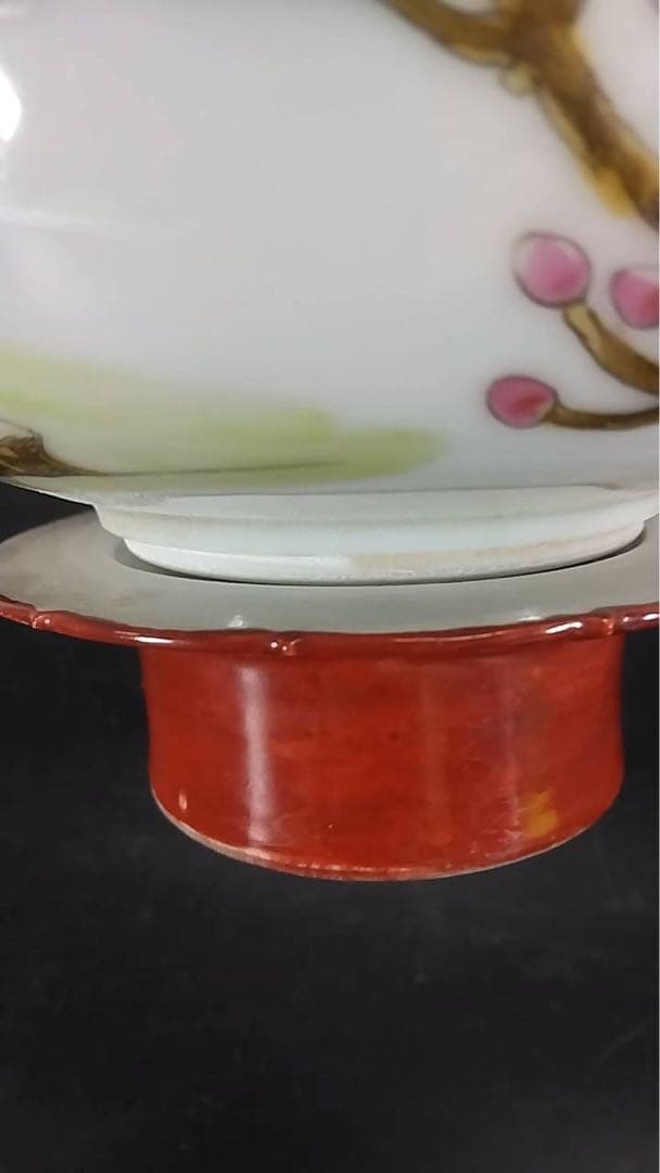 中国美術 粉彩 花鳥紋 珊瑚釉 遊高台 洗 φ14cm 光緒年製(LC255) - メルカリ