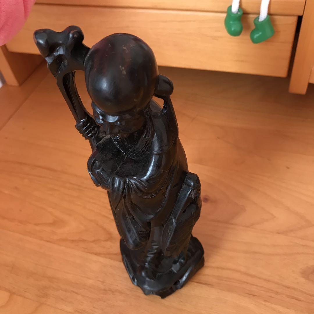 木彫 寿仙人 唐木 黒檀 年代物