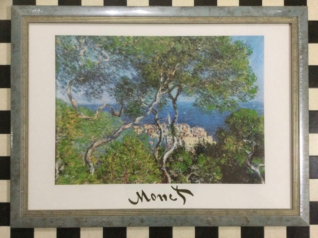 額縁.絵画.イタリア製.クロード・モネ.ボルディゲラの情景.輸入雑貨.新品未使用 ポプラ、アルジャントゥイユの野原 【20号】 クロード・モネ 【 額縁が