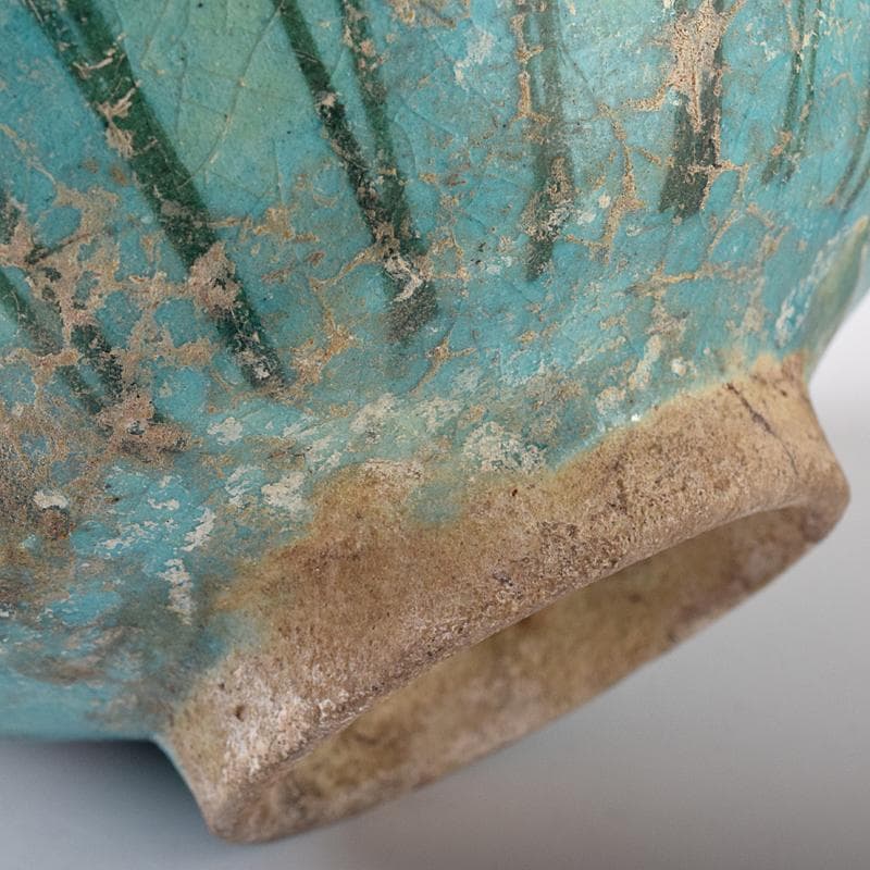ペルシャ陶器 二シャプール出土 十世紀 青釉黒彩鉢 時代箱付 V R8419