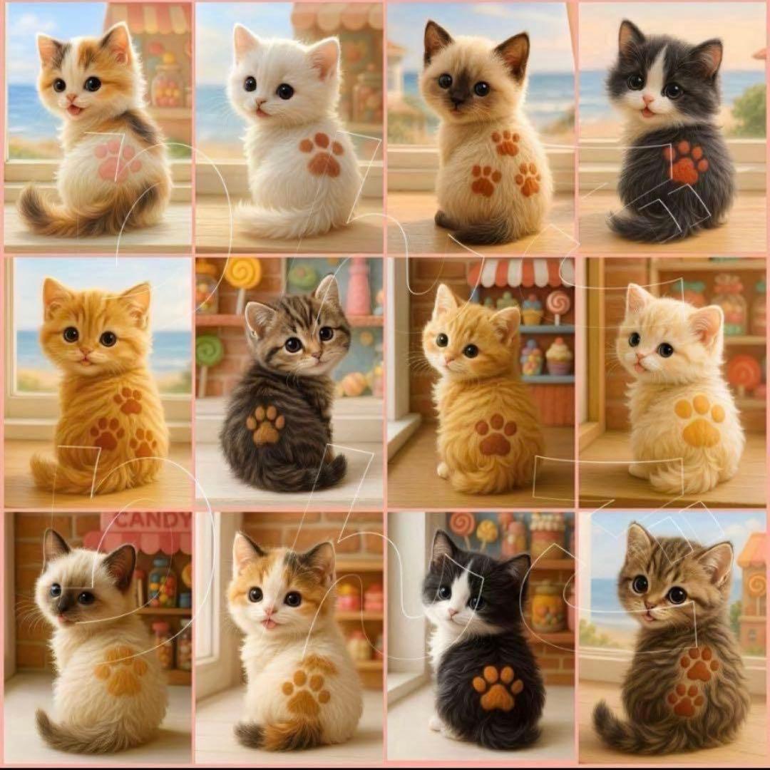 猫柄 12枚パネル生地 振り向きにゃんこ - メルカリ
