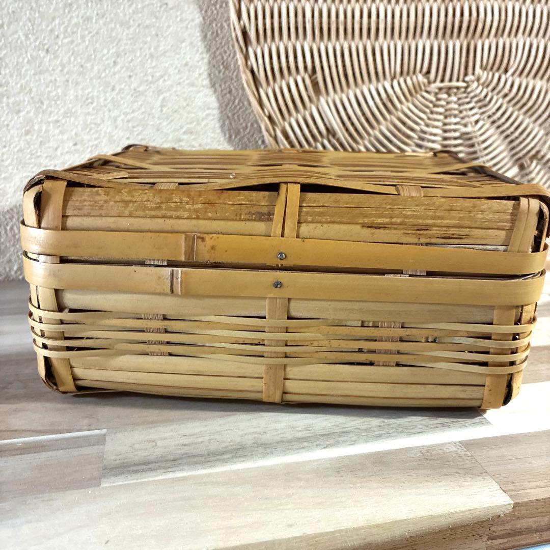 竹 御用カゴ 市場カゴ ピクニックバスケ& お弁当箱 2点セット売り