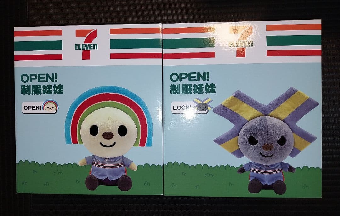 激レア☆新品OPENちゃん＆LOCKちゃん☆7-11制服版ぬいぐるみセット Mother garden（マザーガーデン） きせかえ ぬいぐるみ Sサイズ ルル