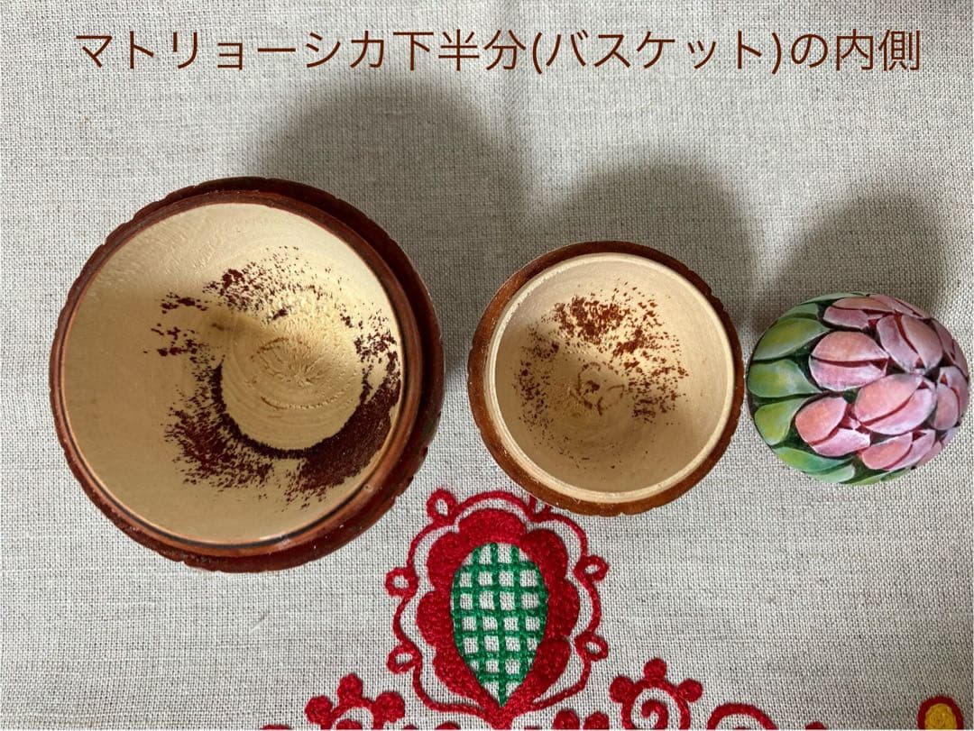 ロシア雑貨☆イースターエッグ型カービングマトリョーシカ(3P)フラワー
