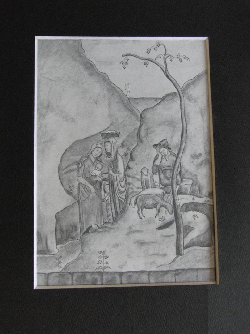 藤田嗣治、「Bergers」、希少画集の額装画、人気作品 限定版・藤田嗣治画集ボックスセット 特製複製画付 | 小学館 |本