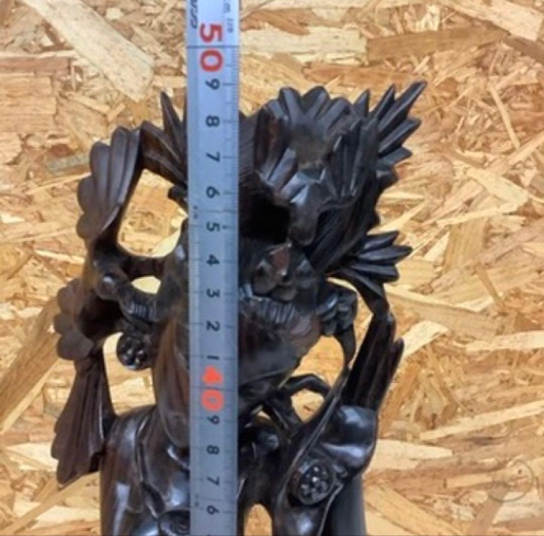 アジアン木彫り像 女性 彫刻 置物 民芸品 インテリア 昭和レトロ(Q-15