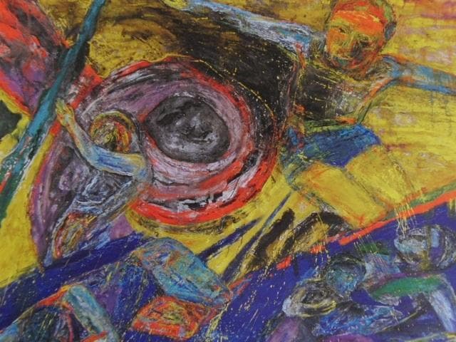 馬越陽子、【人間の大河―再生する命】、希少な額装用画集画、新品高級額 額装付