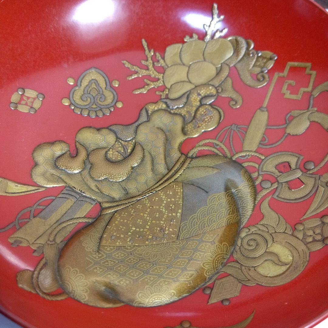 加賀蒔絵 高蒔絵祝い盃 三ッ組盃 漆芸 時代高級高蒔絵盃 大正期 黒塗共