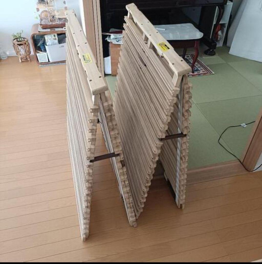 2台セット】すのこベッドシングル。簡単布団干し「みやび格子