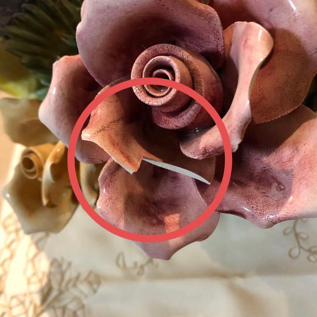 イタリア製 カポディモンテ 陶花 薔薇 大きいオブジェ - メルカリ