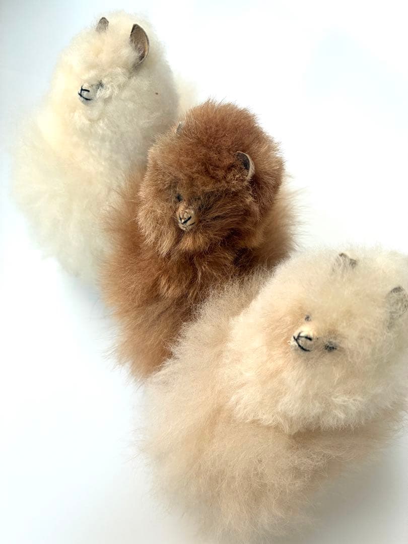 新品】アルパカぬいぐるみ3体セット 置物ミルクティーブラウンリアル