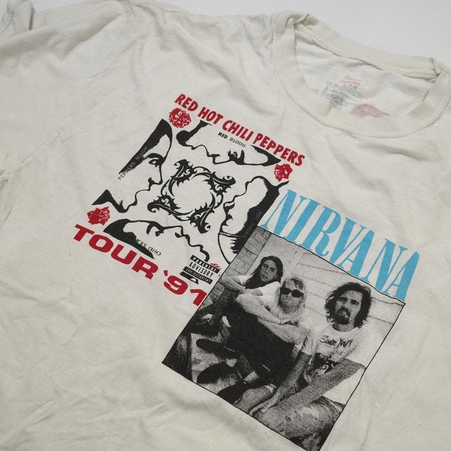 RHCP×NIRVANA 91年ツアーTシャツ XL / 白 ブート RHCP×NIRVANA 91年ツアーTシャツ XL / 白 ブート RHCP×NIRVANA 91年