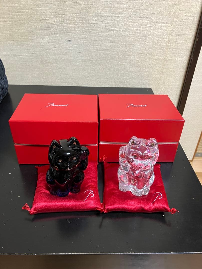 かりんちゃん Baccaratの招き猫 置物 セット Cat Maneki Neko Figurine S | Baccarat United States