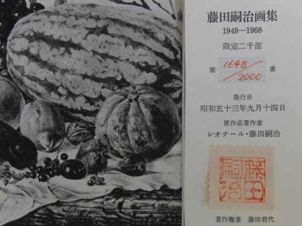 藤田嗣治、静物、サイン入No178、希少な限定額装用画集より、新品