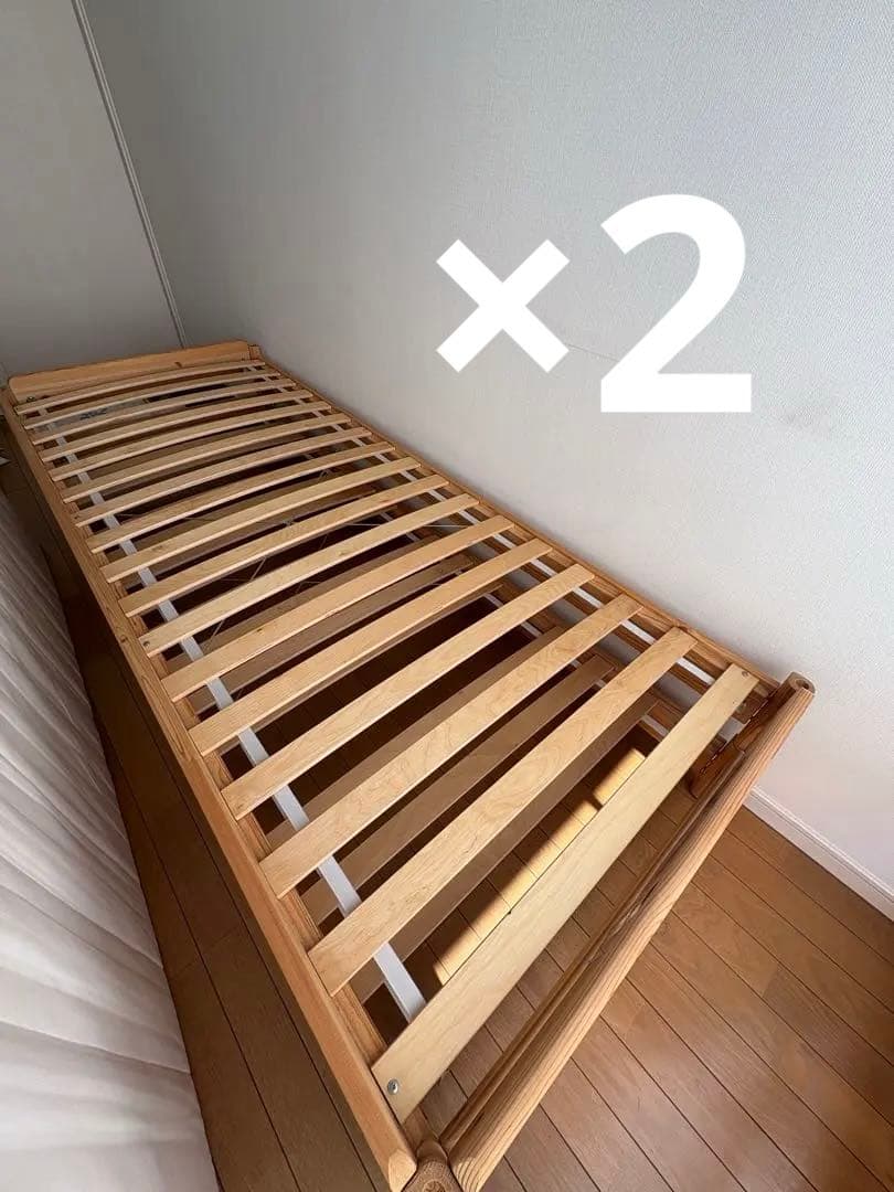 【直接引き取り限定】IKEA シングルベッド×2 マットレス・すのこ付き LYNGÖR リンゴール すのこベッド マットレス付き, ヴェステロイ ふつう