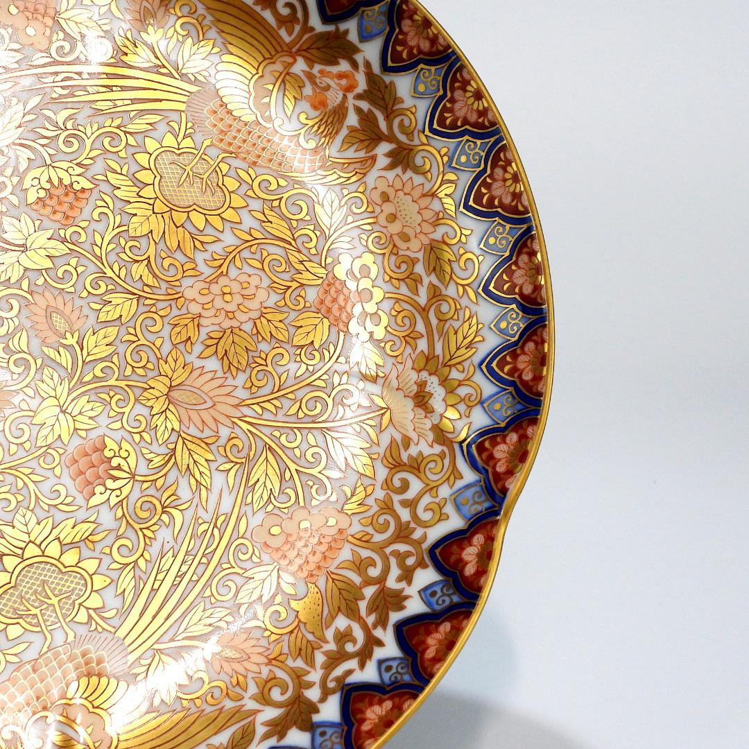 豪華絢爛 其泉作 色絵金彩鳳凰文 三足 盛皿 取皿 1枚 中皿 2枚 逸品