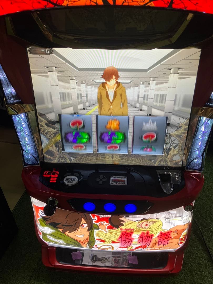 YPA-12　スロット　傷物語　始マリノ刻　実機 パチスロ傷物語〜始マリノ刻〜 実機 筐体 本体 安心セット メダル500枚